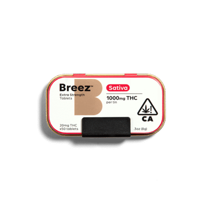 Breez THC tablets open tin